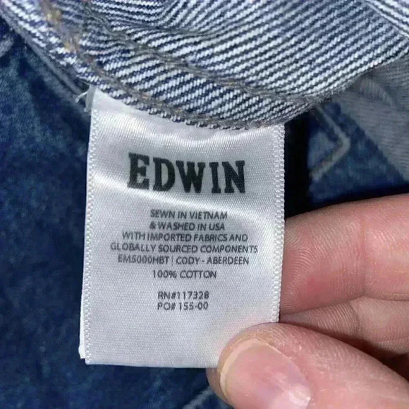 EDWIN Anthropologie Womens Cody Denim Jacket SMALL Blue Moto Grunge 80s Festival - Picture 4 of 6